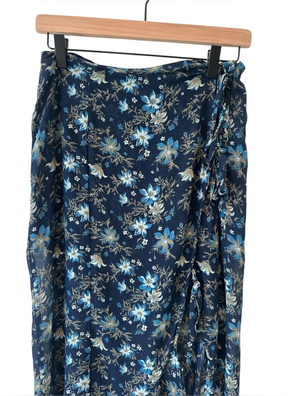 Free People Femme Edge Blue Ink Sheer Floral Maxi Skirt - Picture 9 of 16